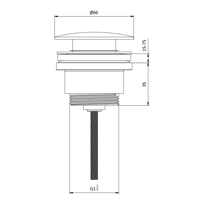 BATH DELUXE 33-004-05-02-04 - Umyvadlová výpusť RODBY pr. 6,6 cm černá